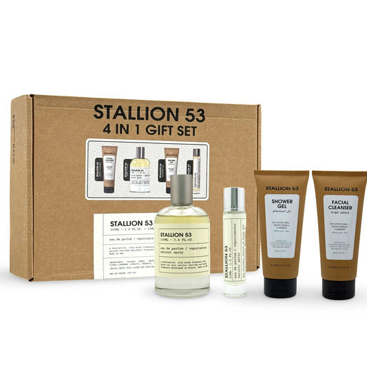 4 in 1 Gift Set By Stallion 53 – 100ML Parfum + Facial Cleanser + Shower Gel + 15ML Spray